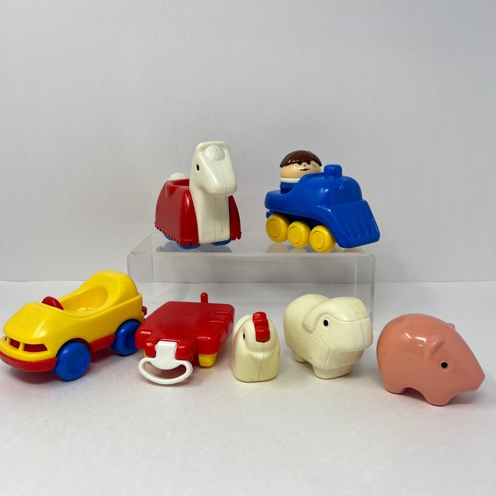Vintage Little Tikes Toddle Tots Lot 80s Chunky People Animals Vehicles Toy Set